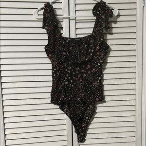 Forever 21 Black Floral Women’s Bodysuit